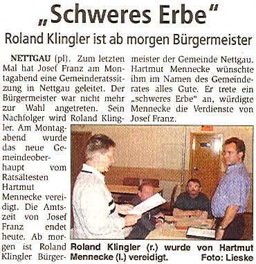 Nettgau, Roland Klingler ist neuer Bürgermeister