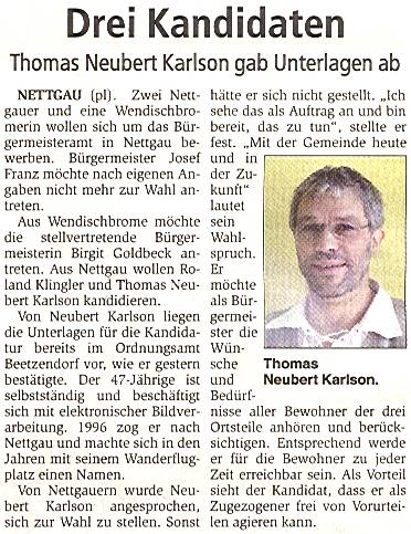 Nettgau, drei Kandidaten für Bürgermeister