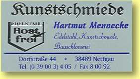 Nettgau, Visitenkarte Kunstschmiede Hartmut Mennecke