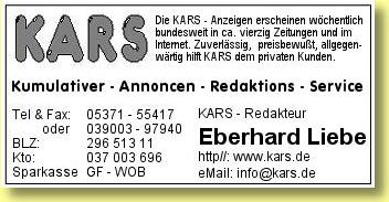 Annoncenservice KARS von Eberhard Liebe in Nettgau. Bitte hier klicken!