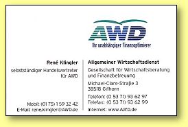 selbstständige Handelsvertreter René Klingler in Nettgau. Tel: 0175-1593242. Bitte hier klicken!